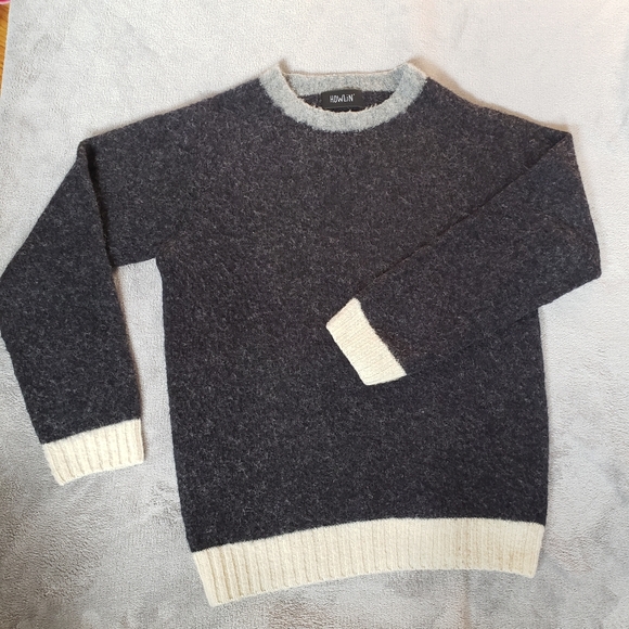 Howlin' Captain Harry Mens Charcoal Lambswool Med Scotland Colorblock Sweater - Picture 5 of 11